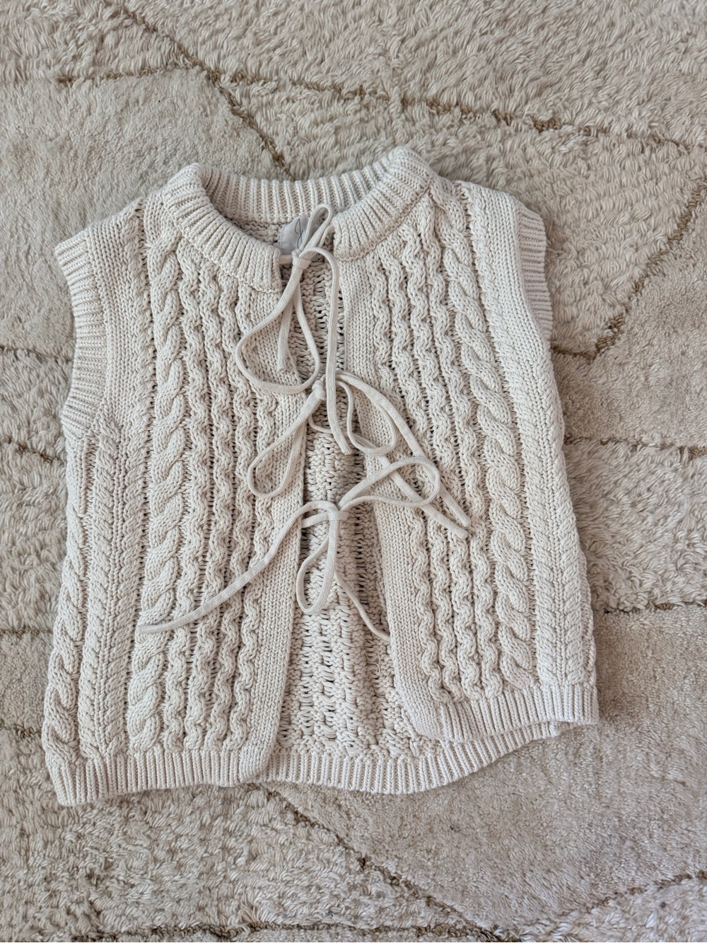 Joie Cream Cable-Knit Tie-Front Vest